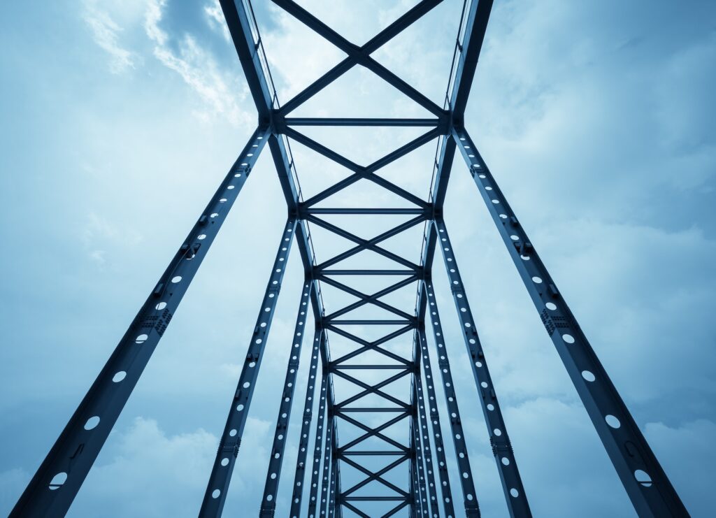 steel bridge, steel structure close-up view